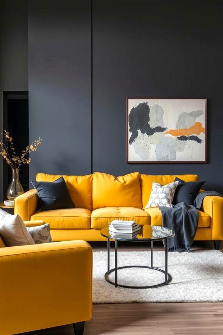 Bold Accents with Contrasting Furniture - 24 Modern Living Room Ideas