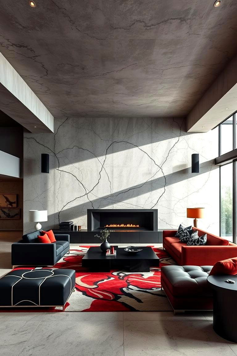 Bold Architectural Concrete Features - 24 Concrete Floor Living Room Ideas