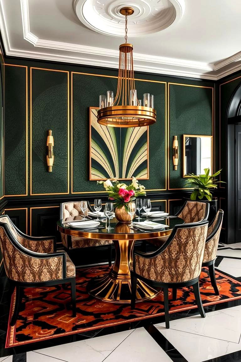 Bold Art Deco Elements - 24 Glam Dining Room Ideas