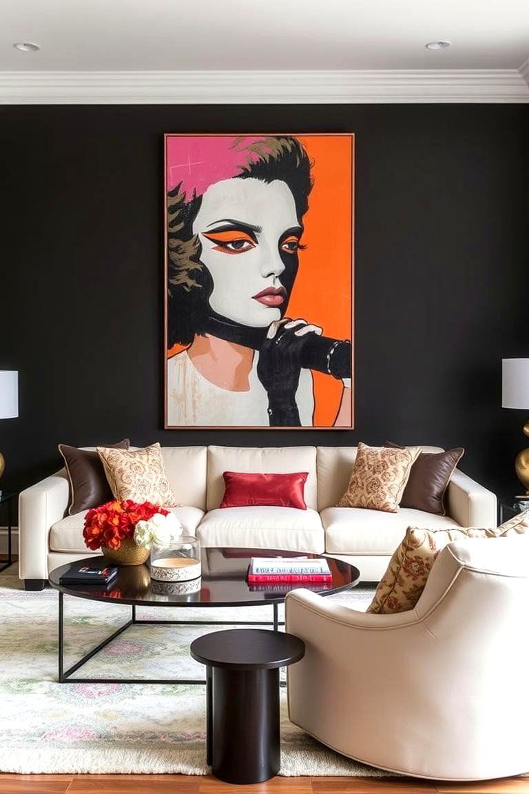 Bold Art and Statement Pieces - 24 Cream Couch Living Room Ideas