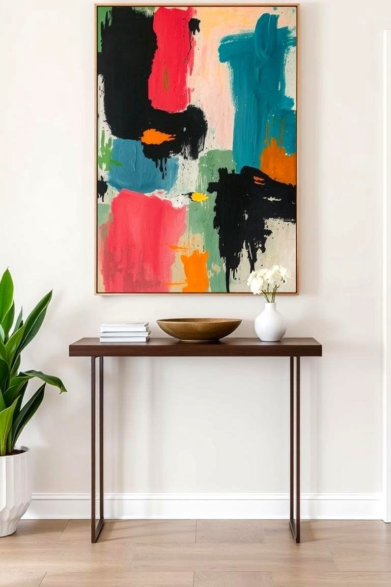 Bold Artwork as a Focal Point - 24 entryway table decor ideas