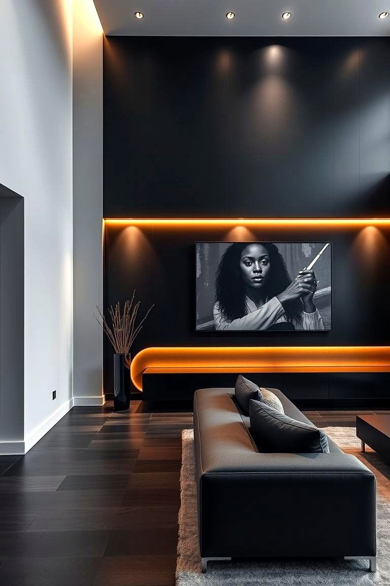 Bold Black Accent Wall - 24 Black Room Ideas