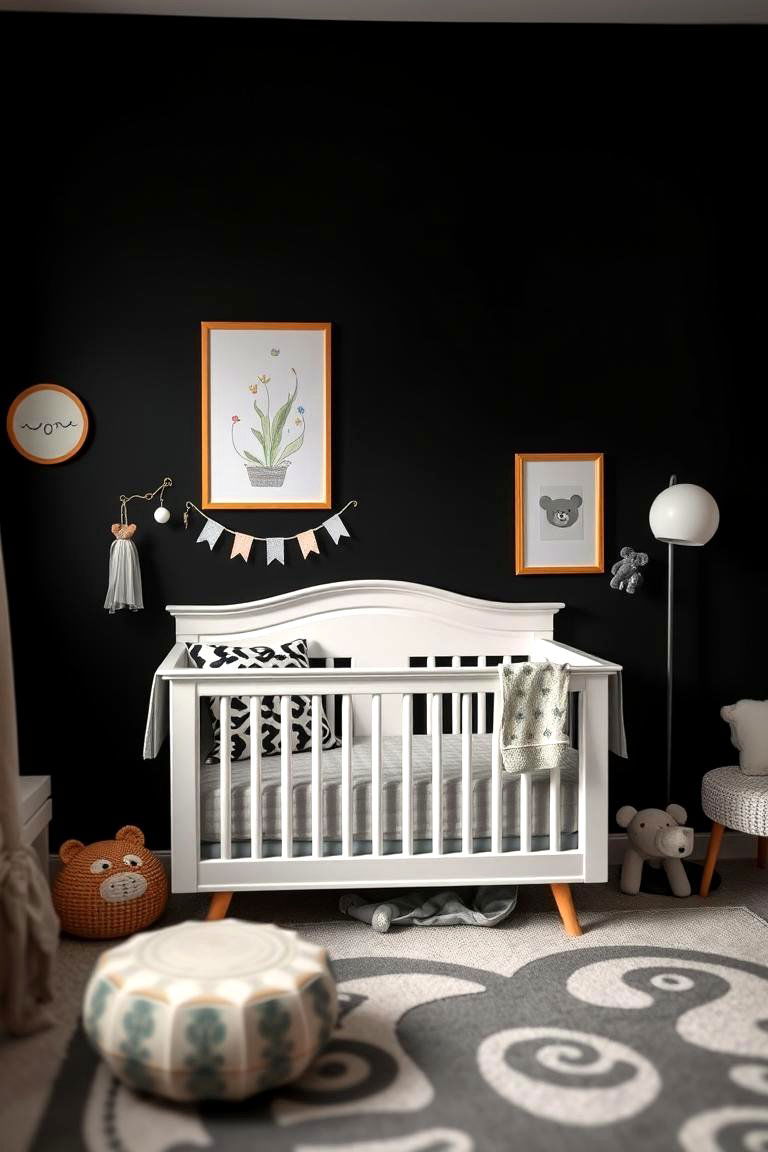 Bold Black Accent Wall - 24 Black Nursery Ideas