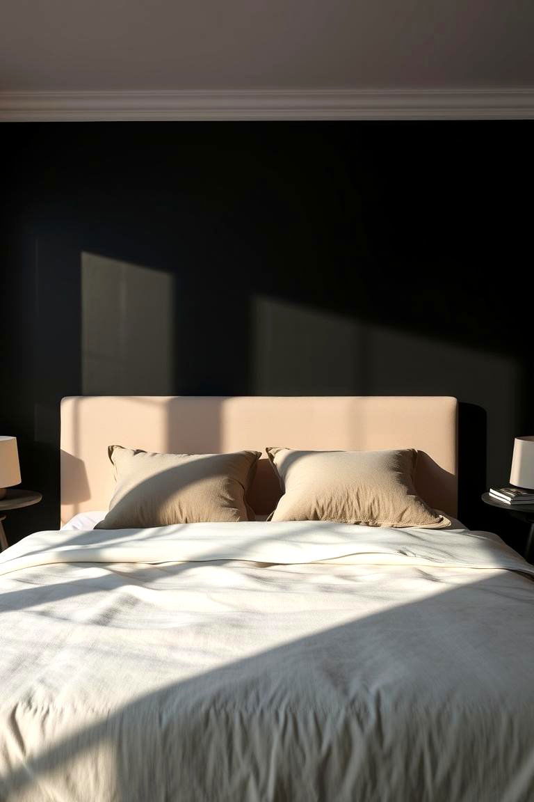 Bold Black Accent Walls - 24 Cream and Black Bedroom Ideas