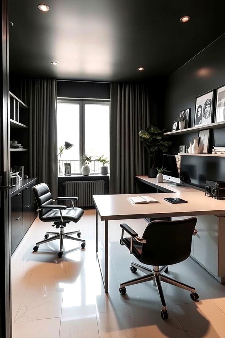 Bold Black Accents - 24 dark home office design ideas