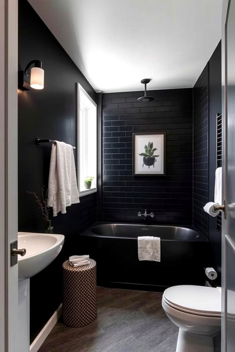 Bold Black Bathroom - 24 Basement Bathroom Ideas