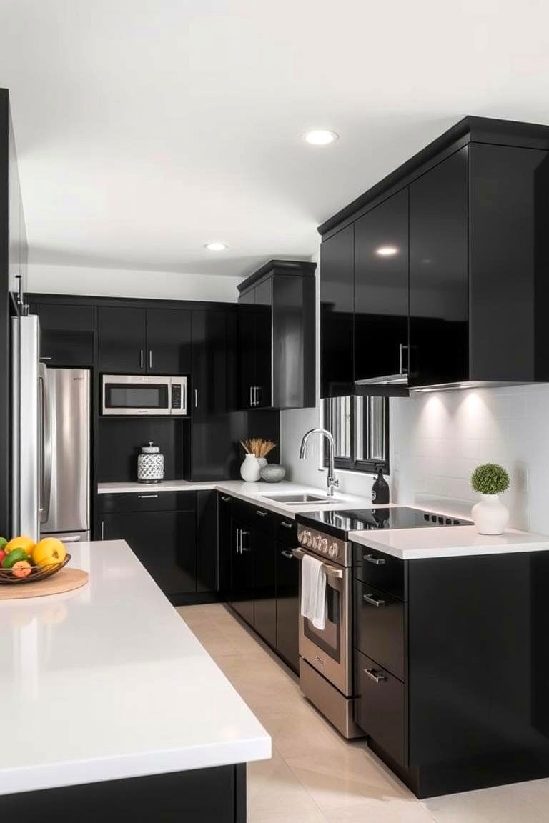 Bold Black Cabinets - 24 Kitchen Cabinet Color Ideas