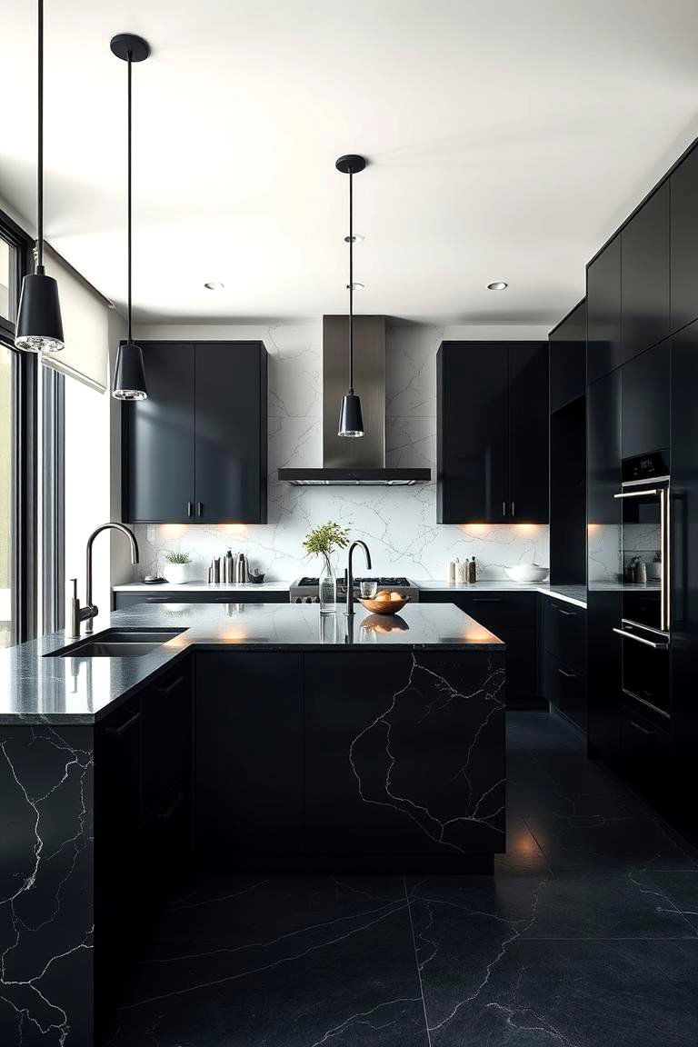 Bold Black Contrast - 24 Kitchen Island Color Ideas