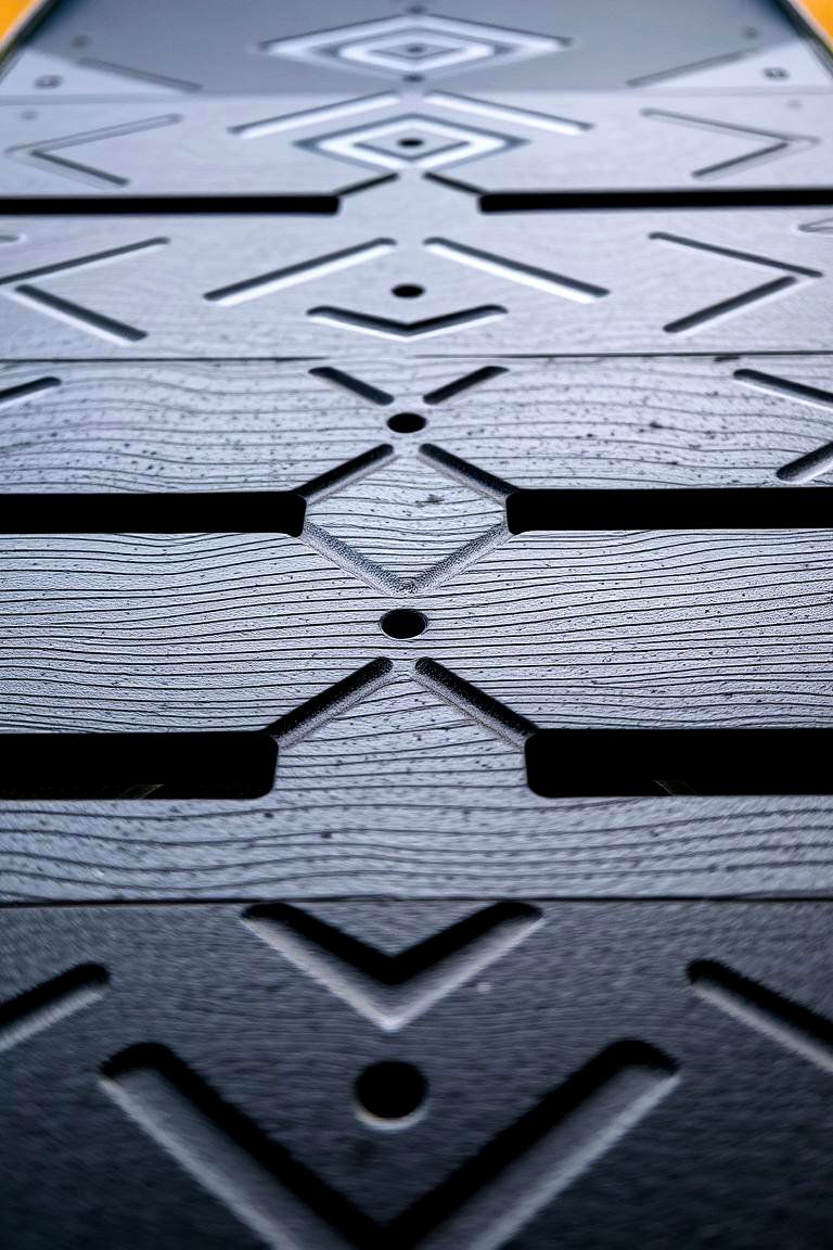 Bold Black Deck with Geometric Patterns - 24 Black Deck Ideas