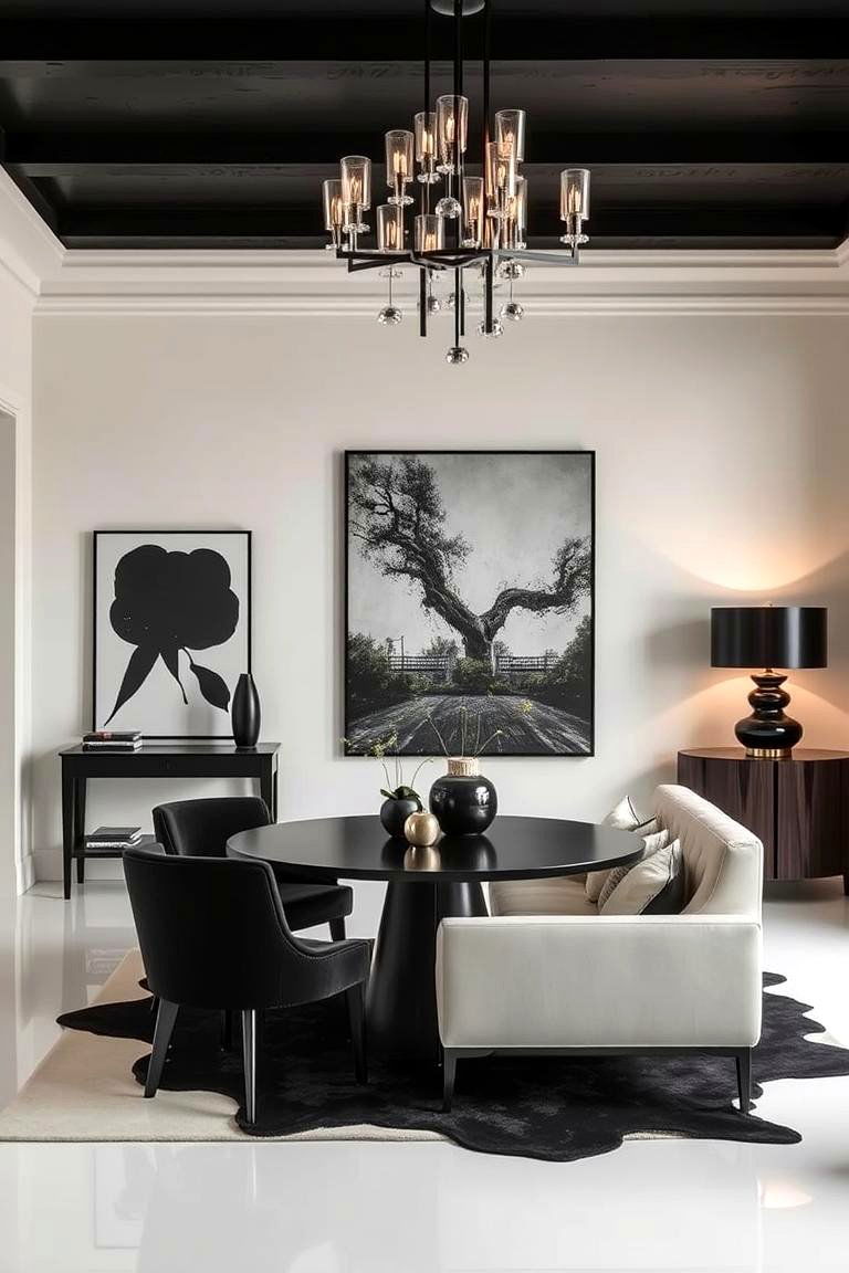 Bold Black Decor in a Cream Room - 24 Cream and Black Living Room Ideas