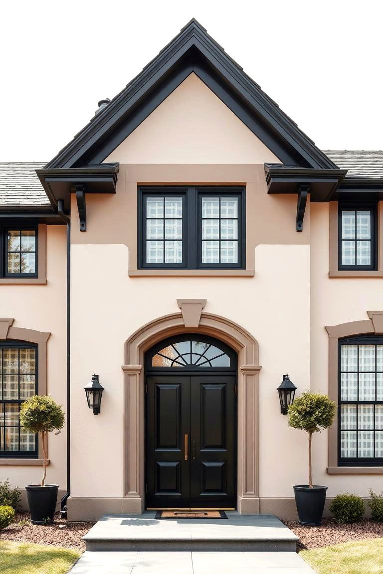 Bold Black Doors and Window Frames - 24 beige and black house exterior ideas