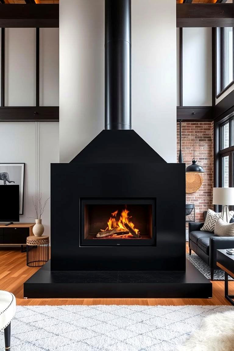 Bold Black Fireplace - 24 Fireplace Paint Ideas