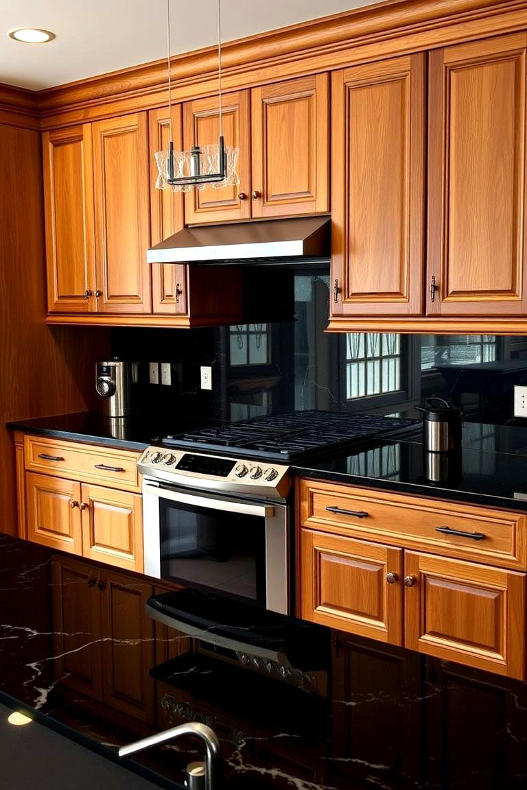 Bold Black Granite - 24 what color countertops go with oak cabinets