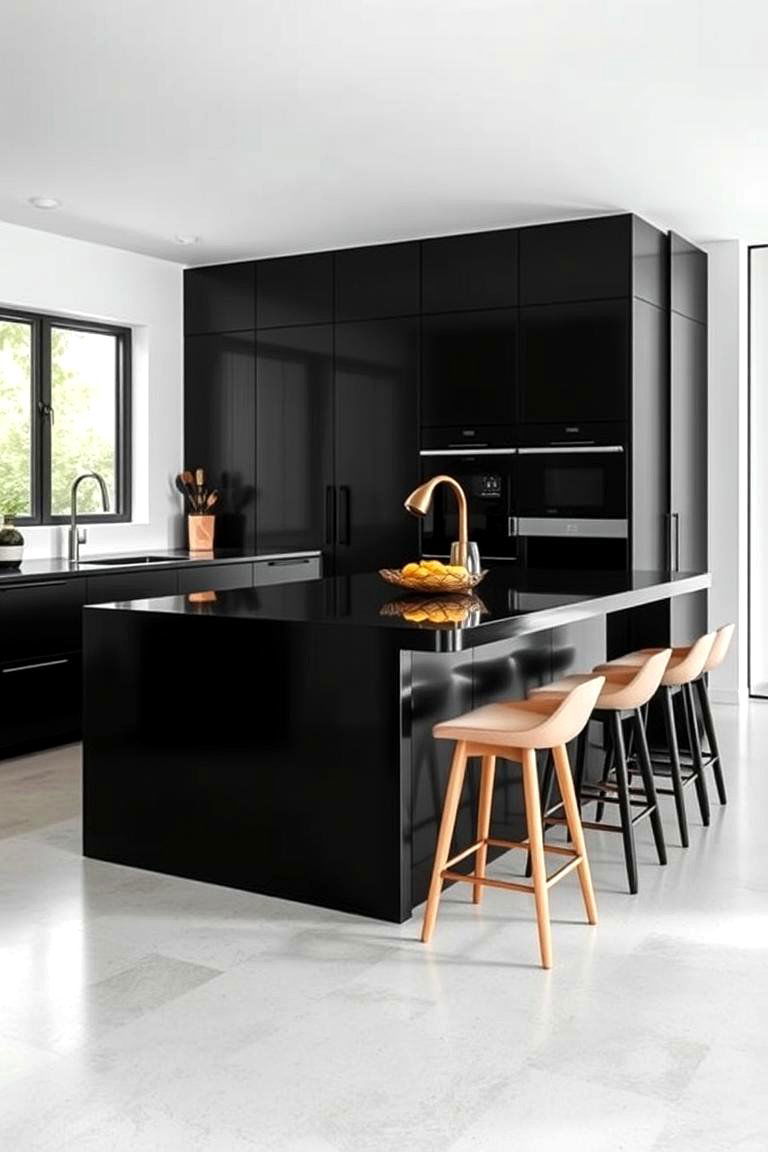 Bold Black Kitchen Island - 24 Gray and Black Kitchen Ideas
