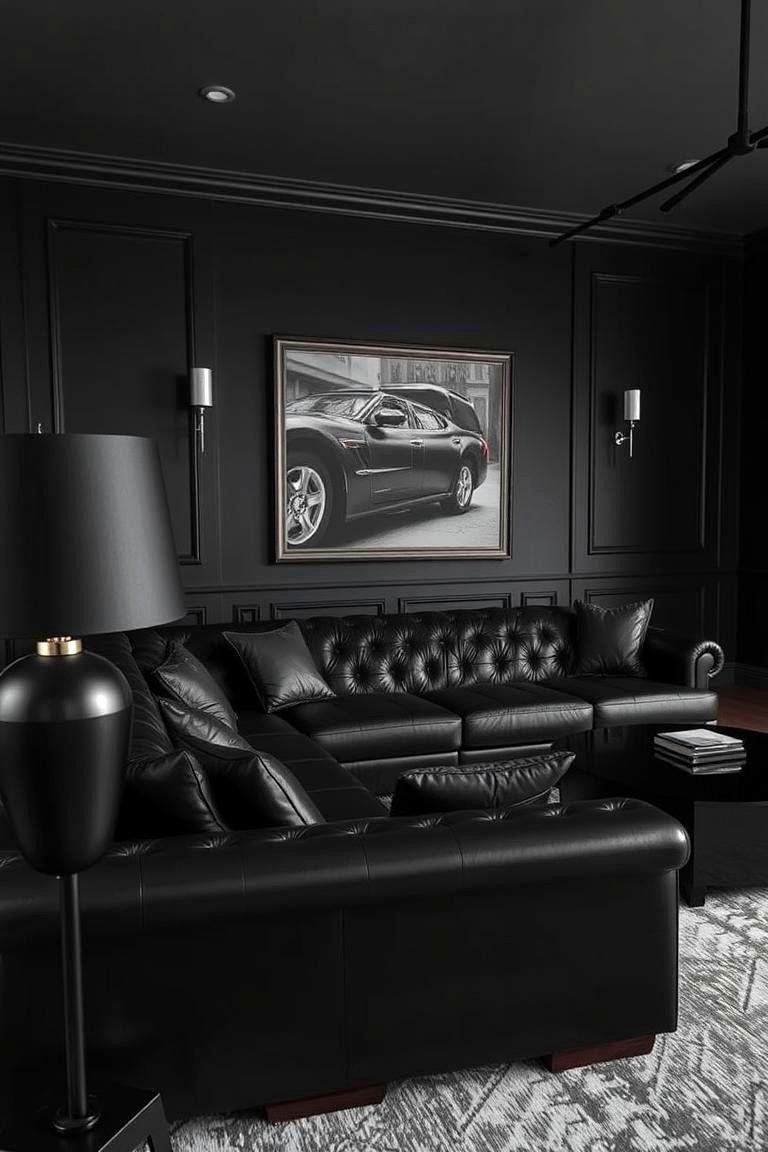 Bold Black Monochromatic Living Room - 24 Monochromatic Living Room Ideas