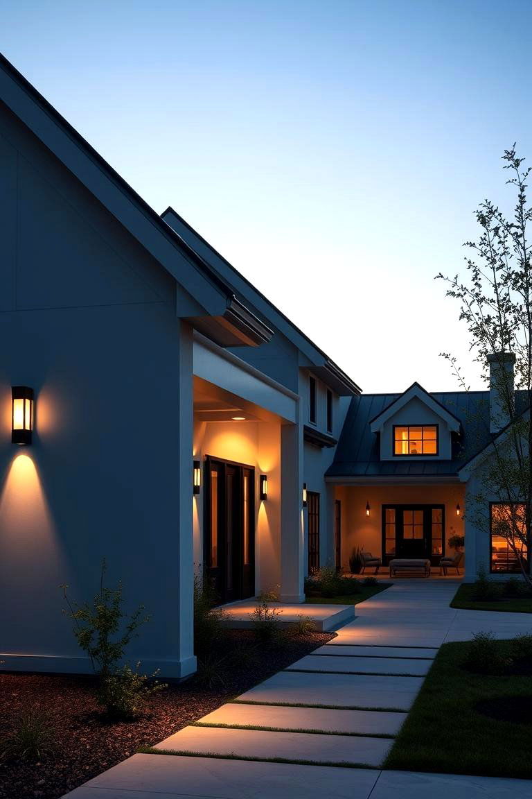 Bold Black Outdoor Lighting - 24 Black Modern Farmhouse Exterior Design Ideas