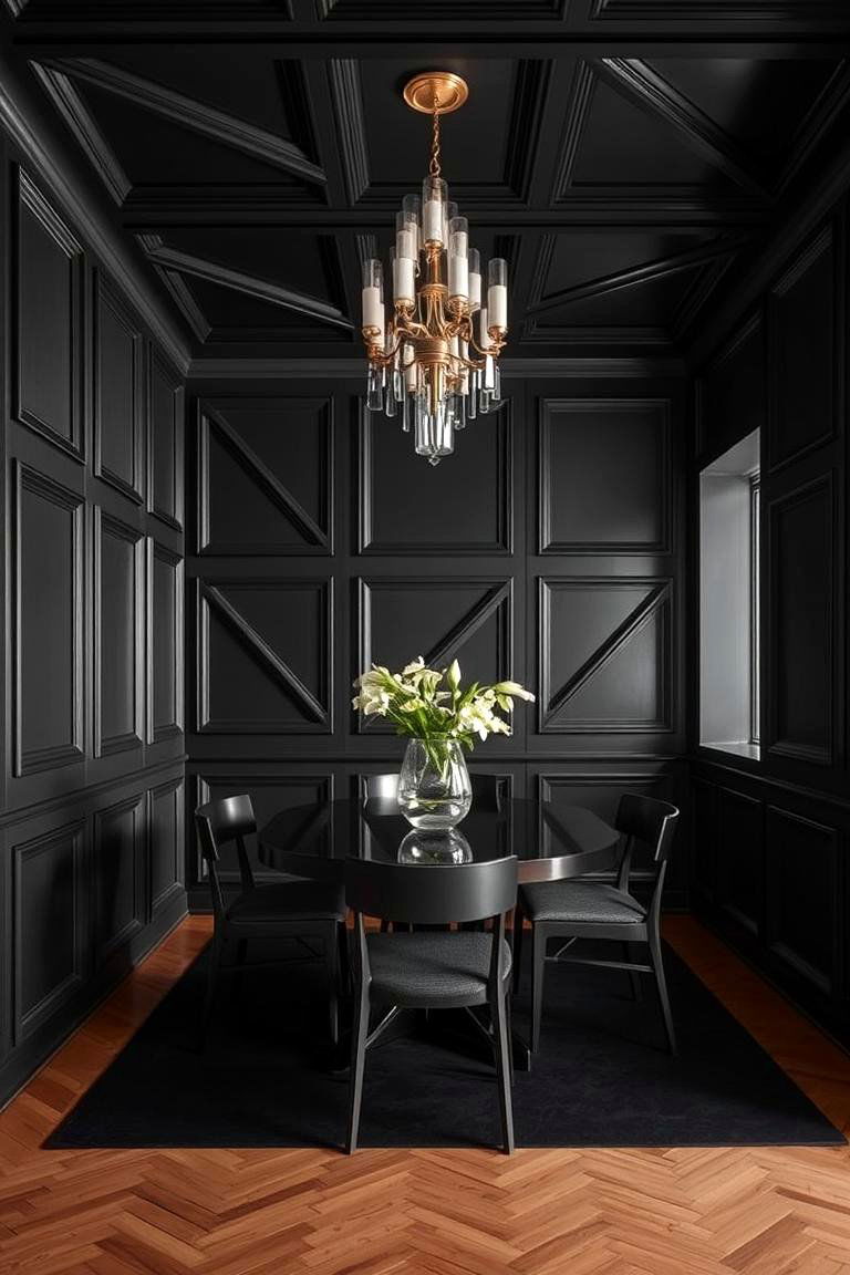 Bold Black Paneling - 24 Black Accent Wall Dining Room Ideas