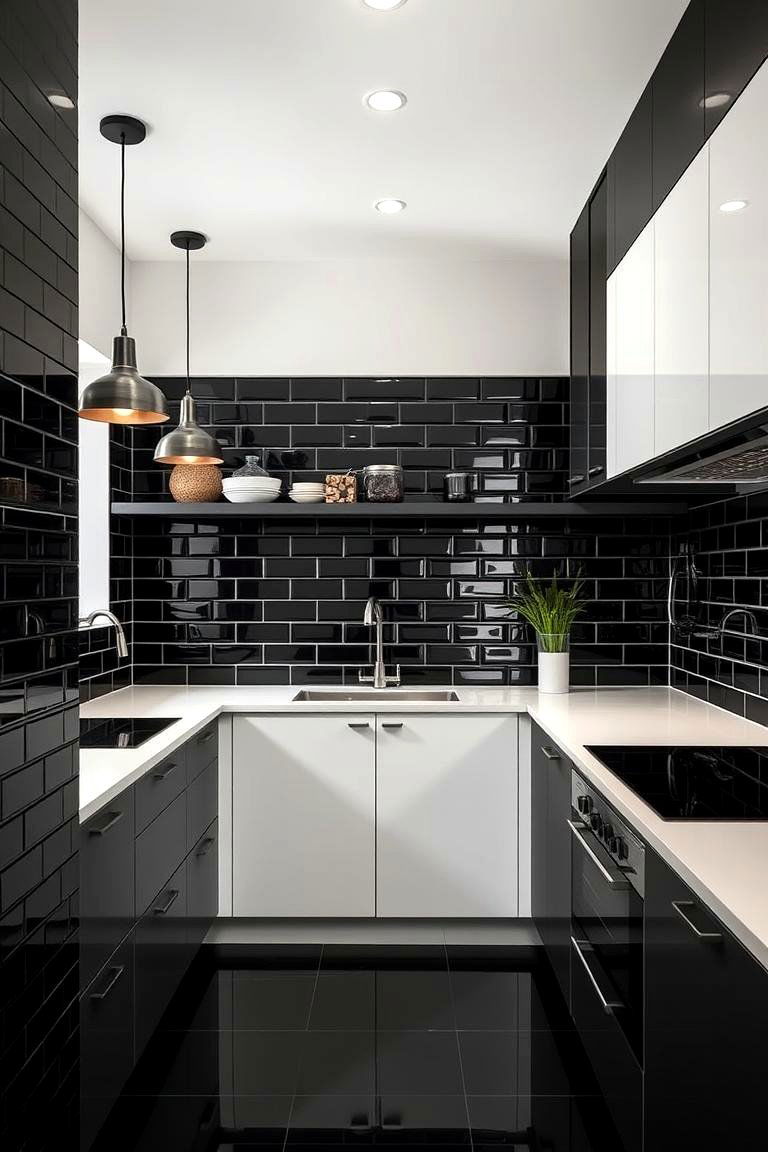 Bold Black Tiles for a Sophisticated Contrast - 24 Kitchen Backsplash Ideas