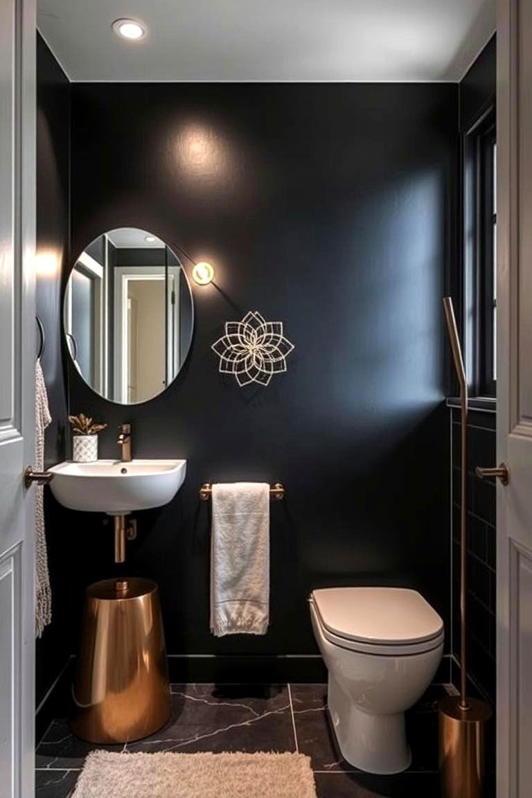 Bold Black Wall for a Dramatic Statement - 24 Bathroom Accent Wall Ideas