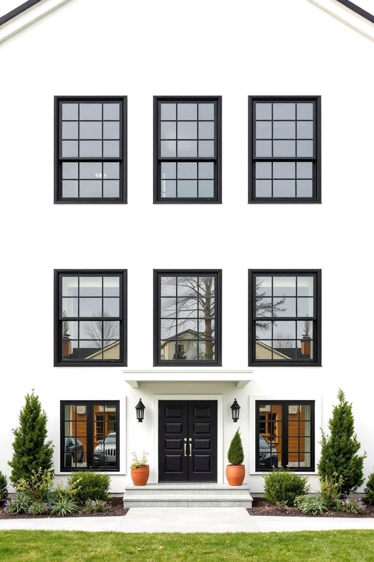 Bold Black Window Frames - 24 White Farmhouse With Black Windows Ideas