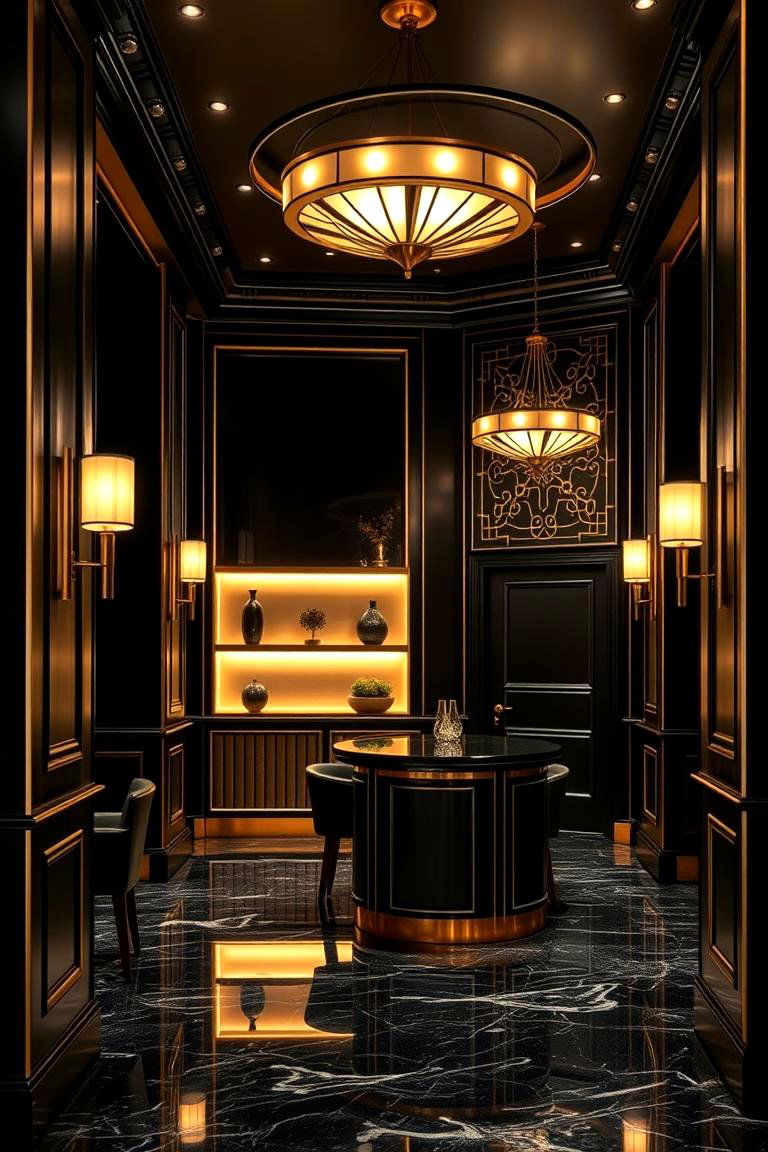 Bold Black and Gold Combos - 24 Art Deco Bathroom Ideas