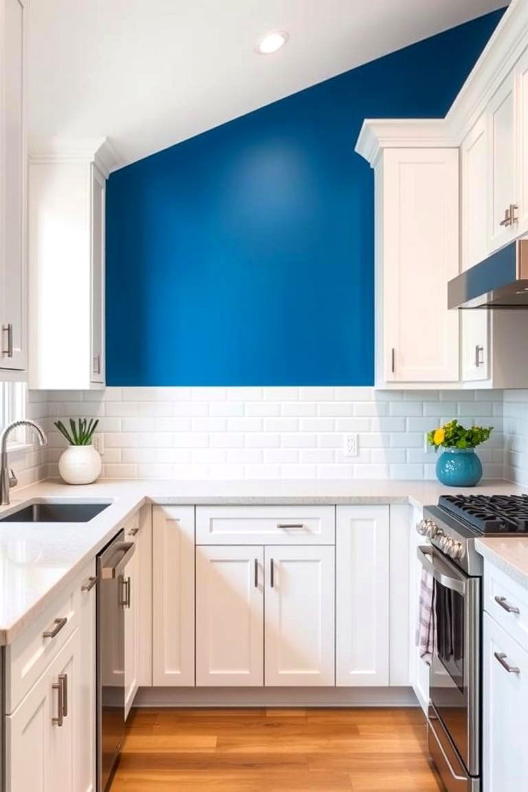 Bold Blue Accent Wall - 24 Blue Kitchen Ideas