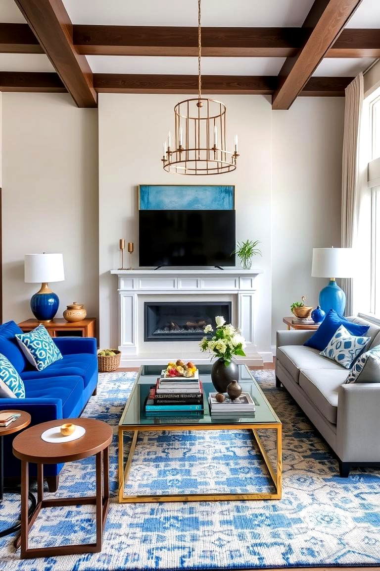 Bold Blue Accents for a Dynamic Space - 24 Blue Living Room Ideas