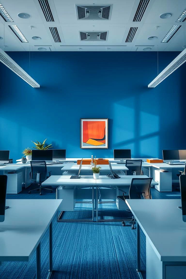 Bold Blue Office Space - 24 Colorful Room Ideas