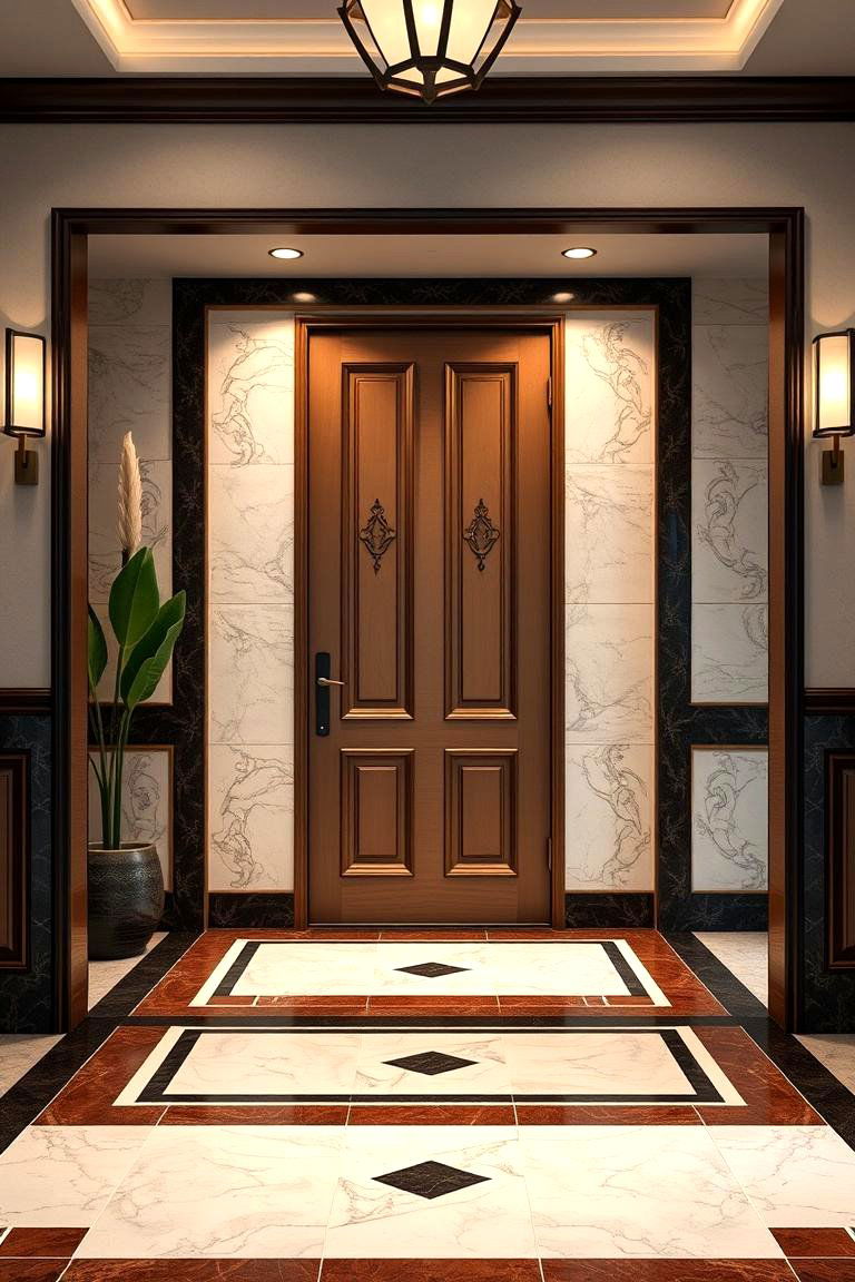 Bold Border and Inlay Tiles - 24 Small Entryway Tile Floor Ideas