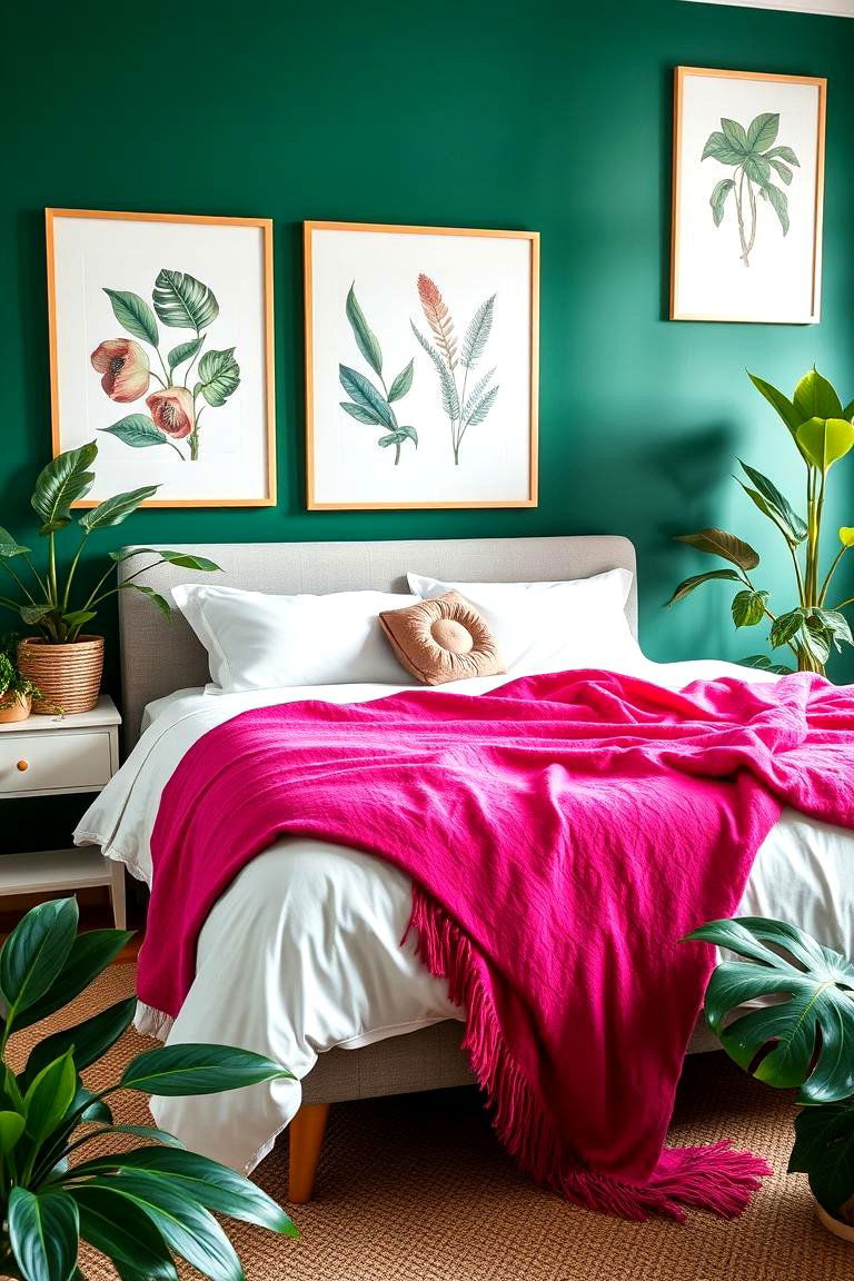 Bold Botanical Escape - 24 Pink and Green Bedroom Ideas