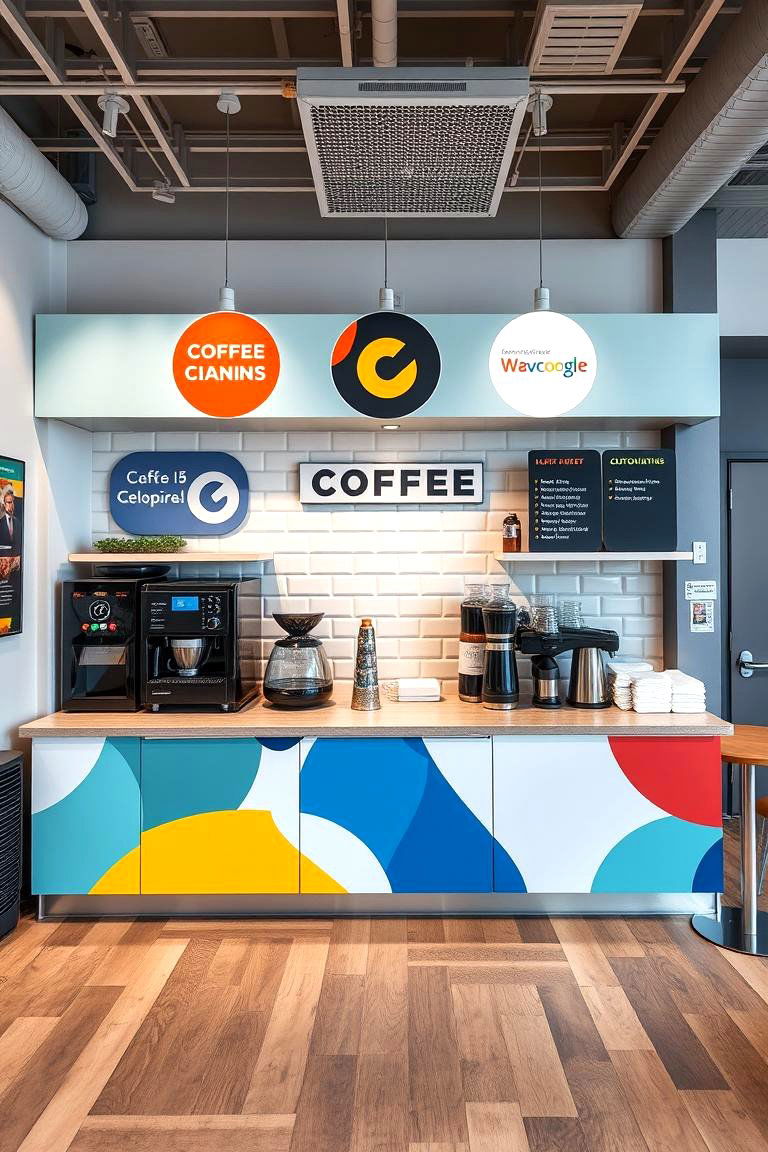 Bold Branding Coffee Station - 24 Office Coffee Station Ideas