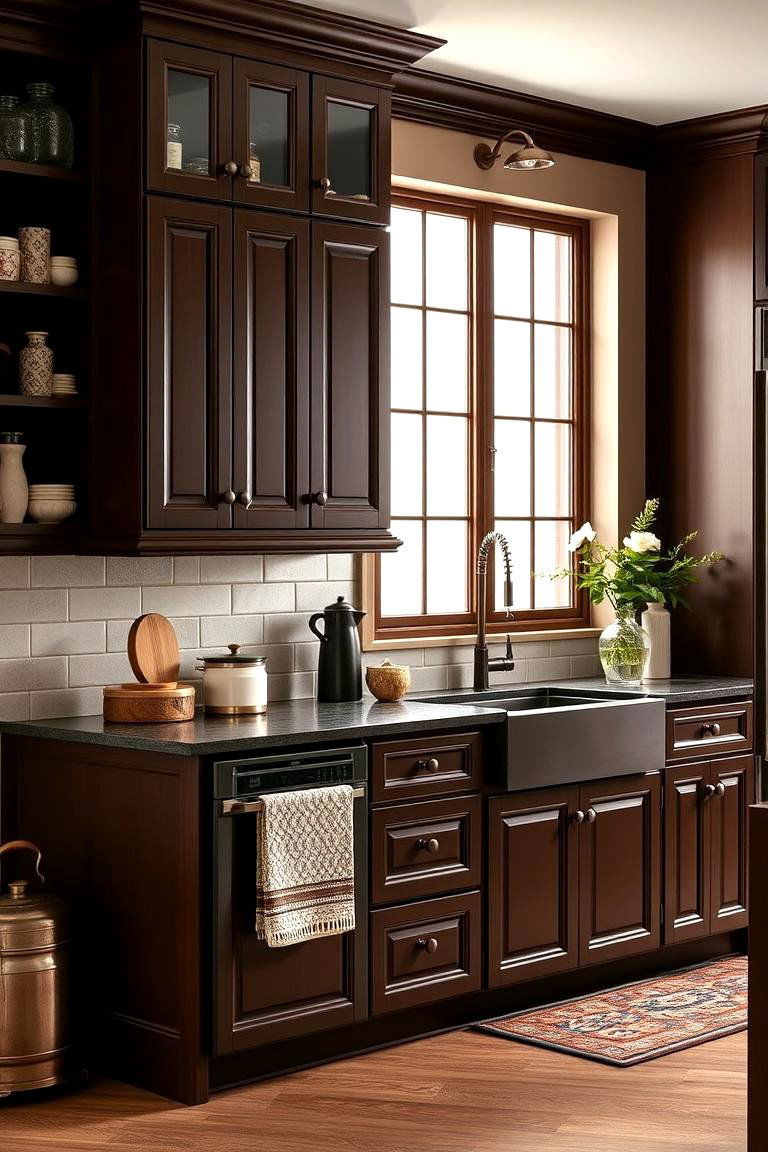 Bold Brown Painted Cabinets - 24 Brown Kitchen Ideas