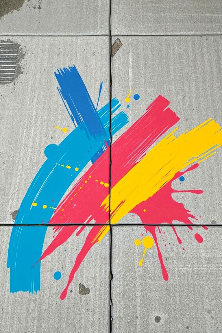 Bold Brushstroke Impressions - 24 Concrete Walkway Painting Ideas