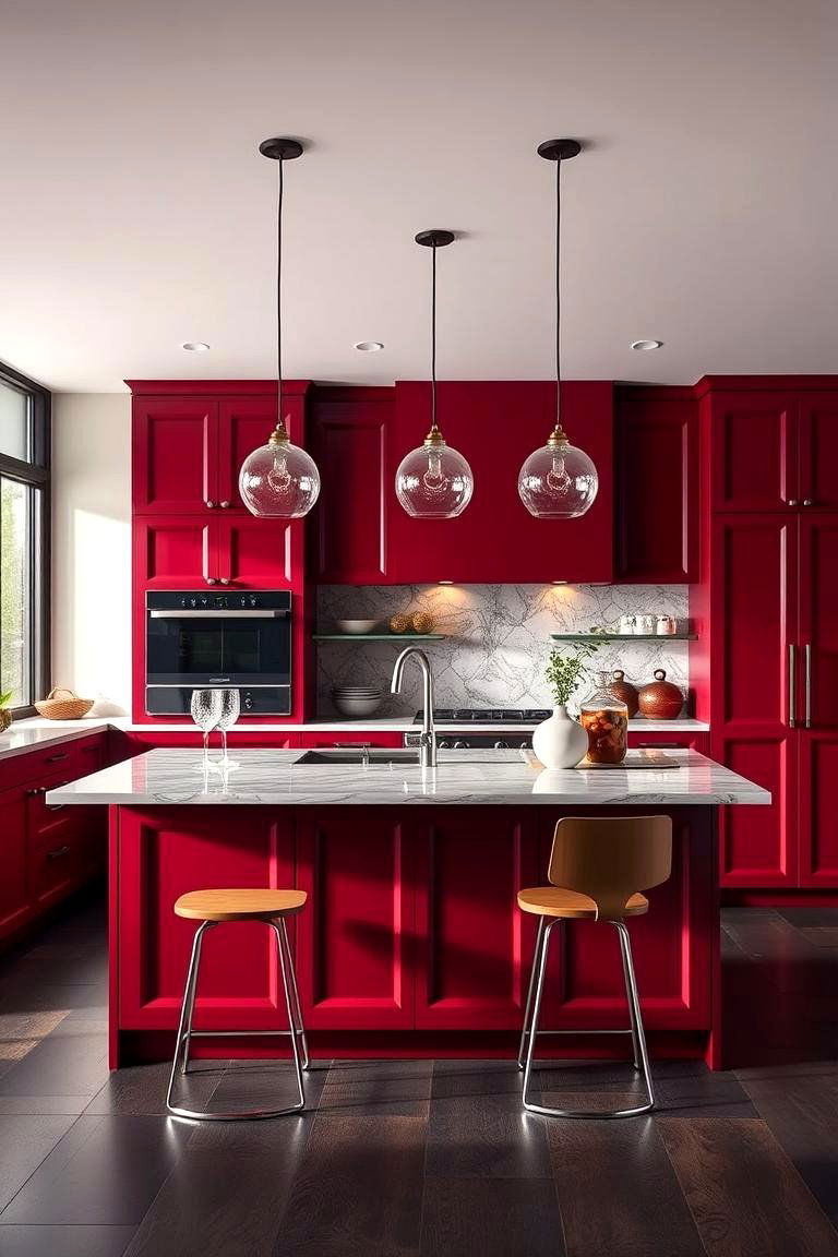 Bold Burgundy Vibe - 24 Kitchen Island Color Ideas
