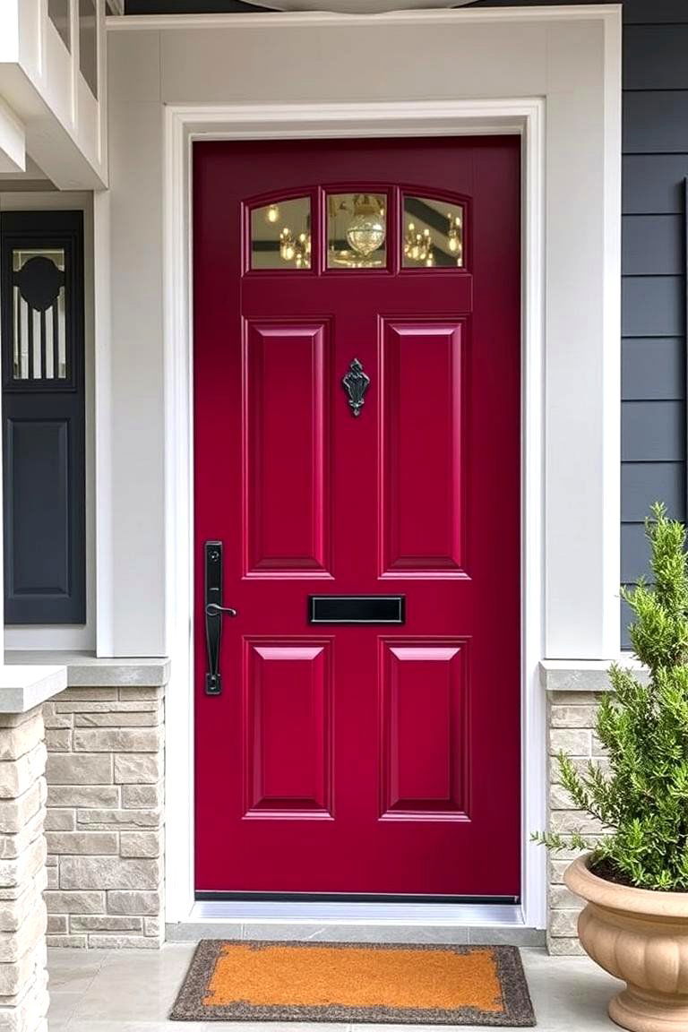 Bold Burgundy with Black Accents - 24 Burgundy Front Door Ideas