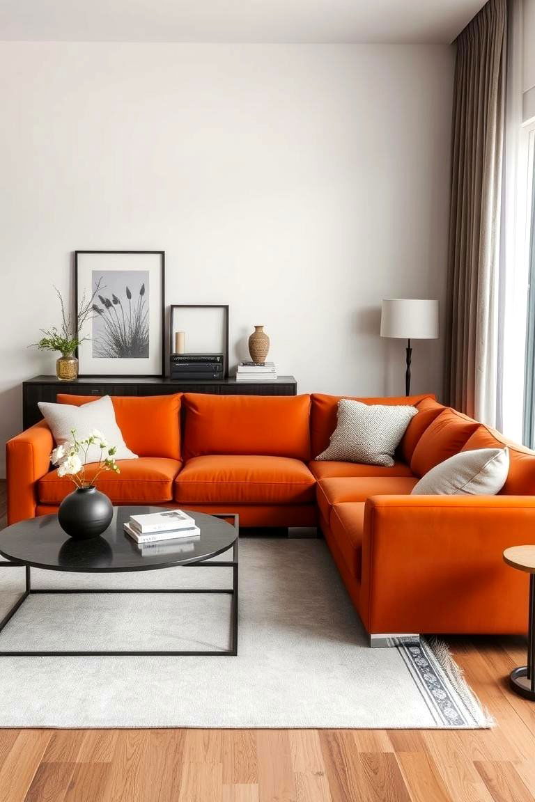 Bold Burnt Orange Sofa - 24 Burnt Orange Living Room Ideas