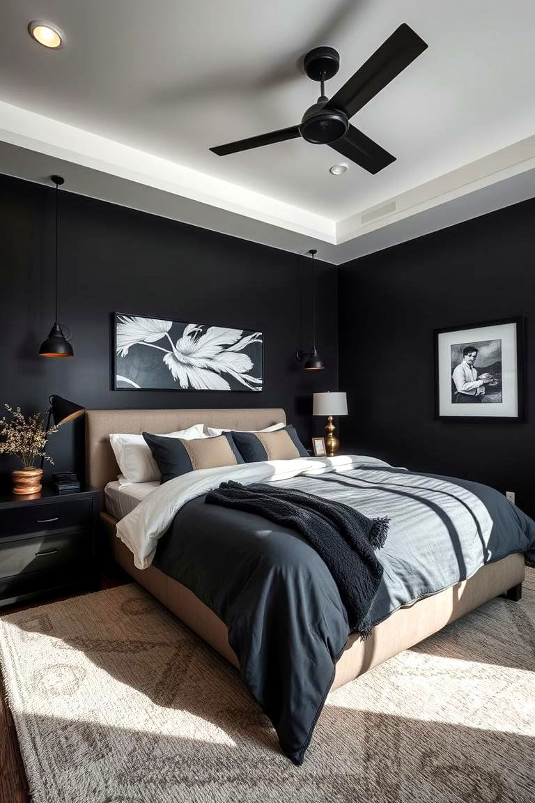 Bold Charcoal Contrast - 24 Charcoal Bedroom Ideas