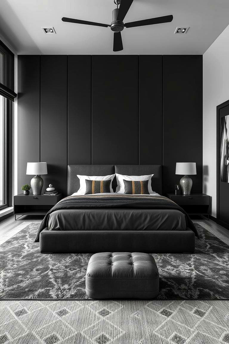 Bold Charcoal Contrast - 24 Bedroom Paint Colors