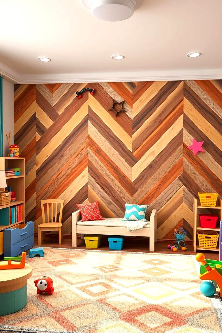Bold Chevron Statement - 24 Wood Accent Wall Ideas