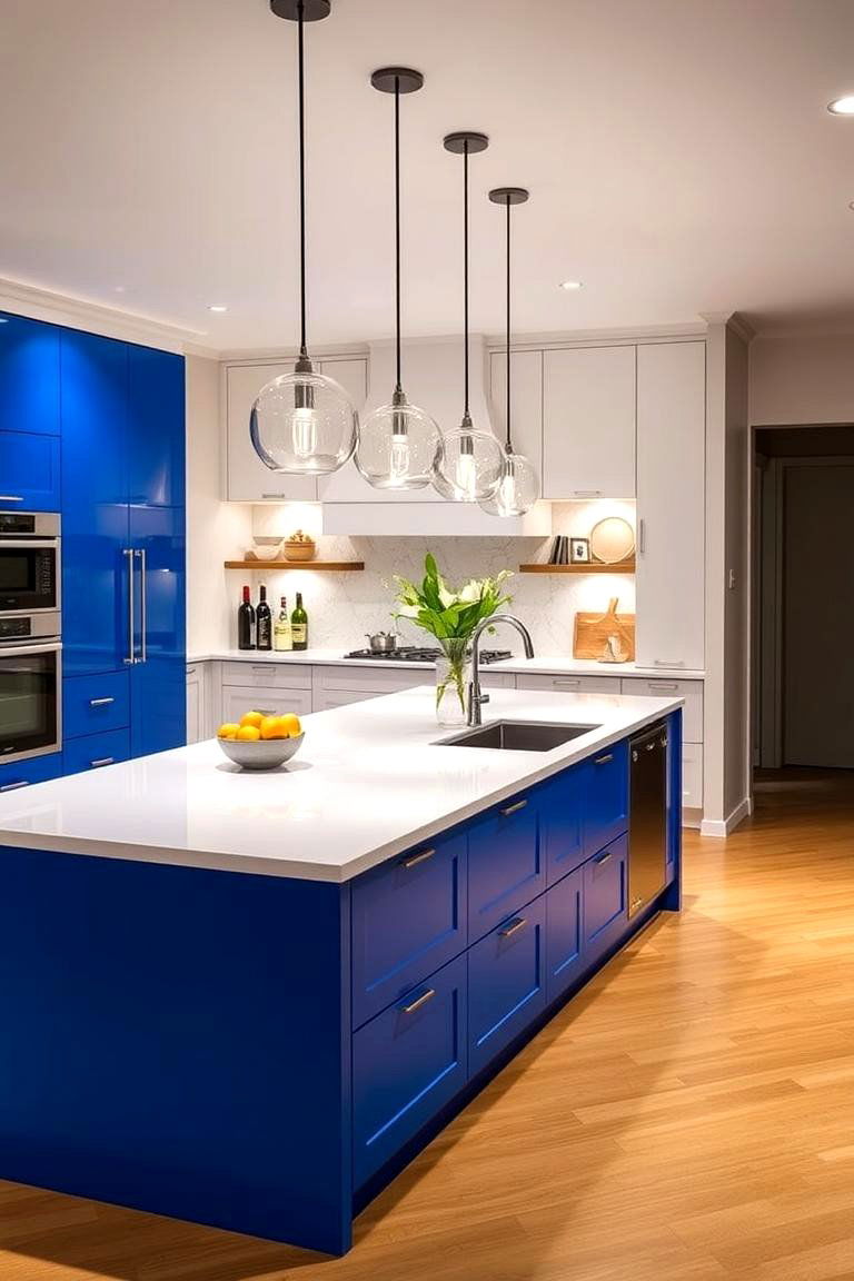 Bold Cobalt Kitchen Island - 24 Blue and White Kitchen Ideas