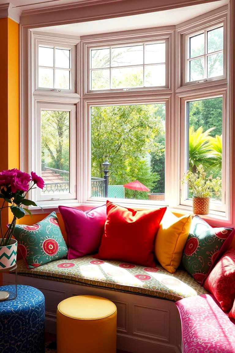 Bold Color Accent - 24 Kitchen Bay Window Ideas