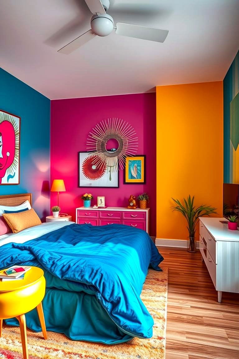 Bold Color Accent Room - 24 Large Bedroom Design Ideas