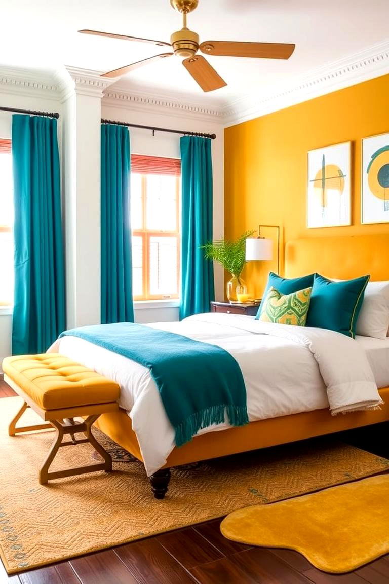 Bold Color Accents - 24 Modern Bedroom Ideas