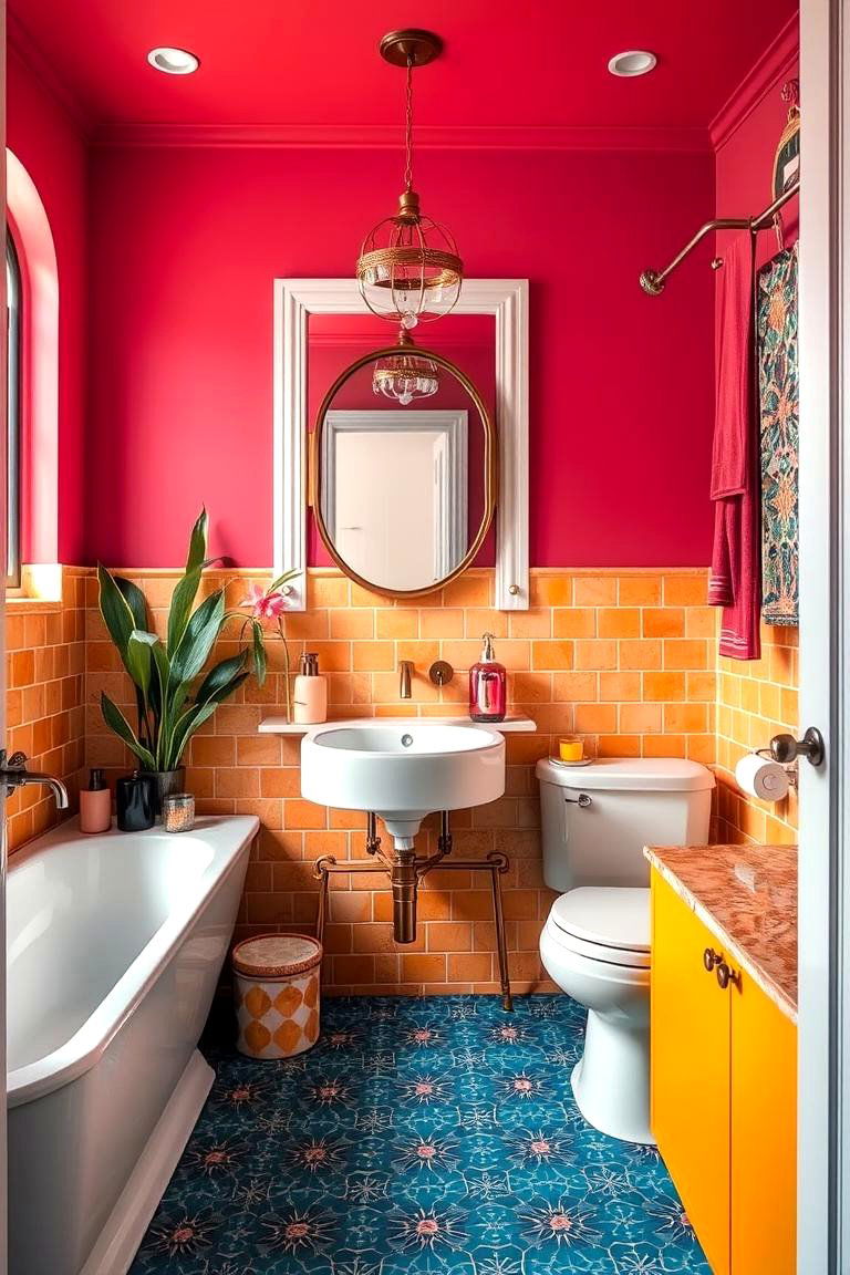 Bold Color Accents - 24 Primary Bathroom Ideas