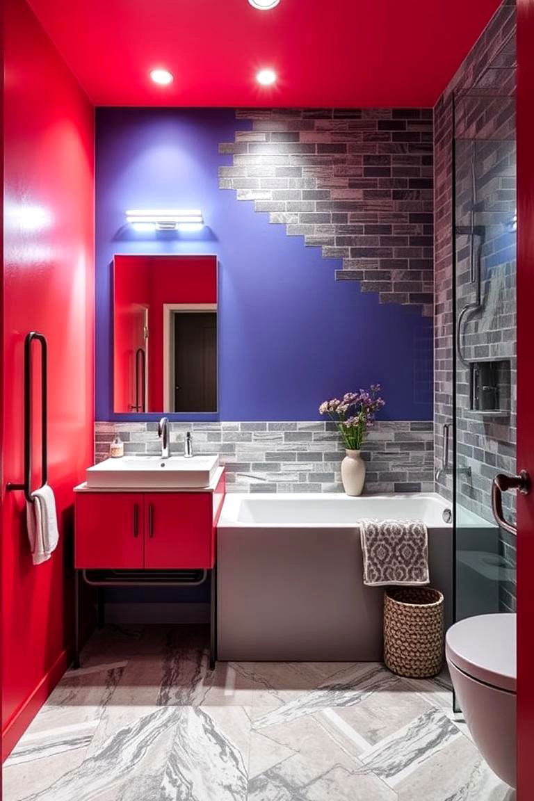 Bold Color Accents - 24 Restaurant Bathroom Ideas