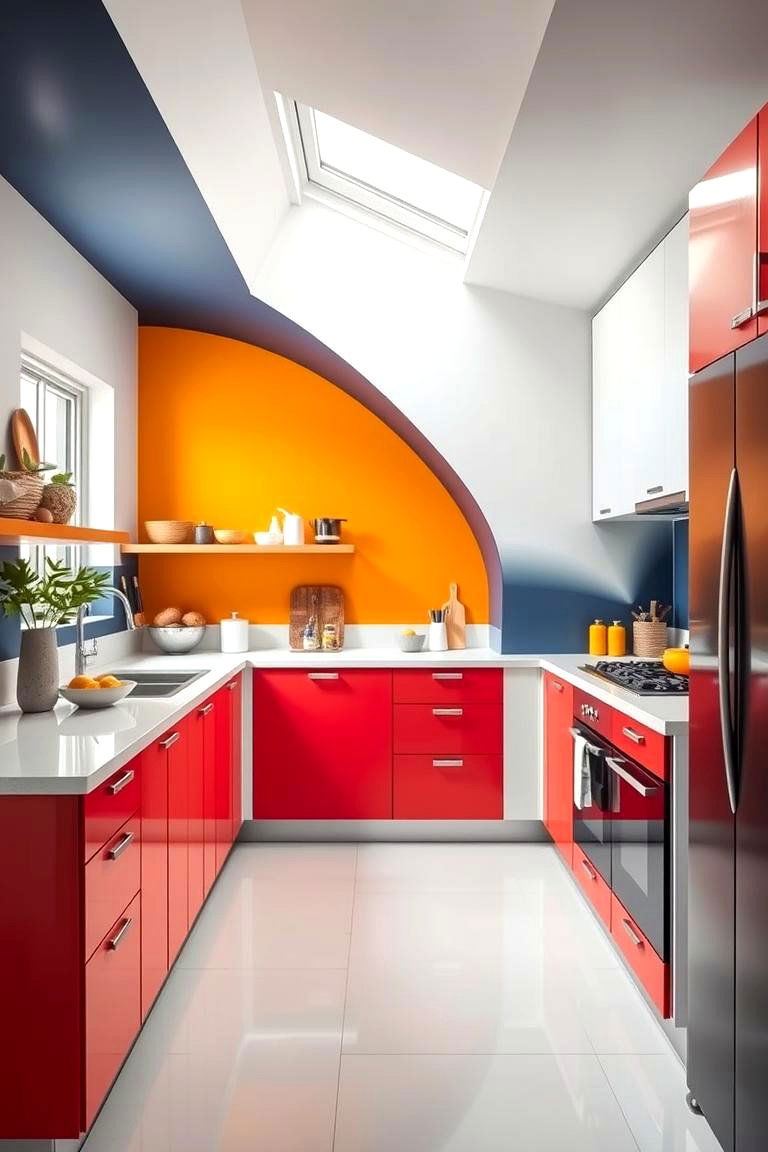 Bold Color Accents - 24 Sunroom Kitchen Ideas