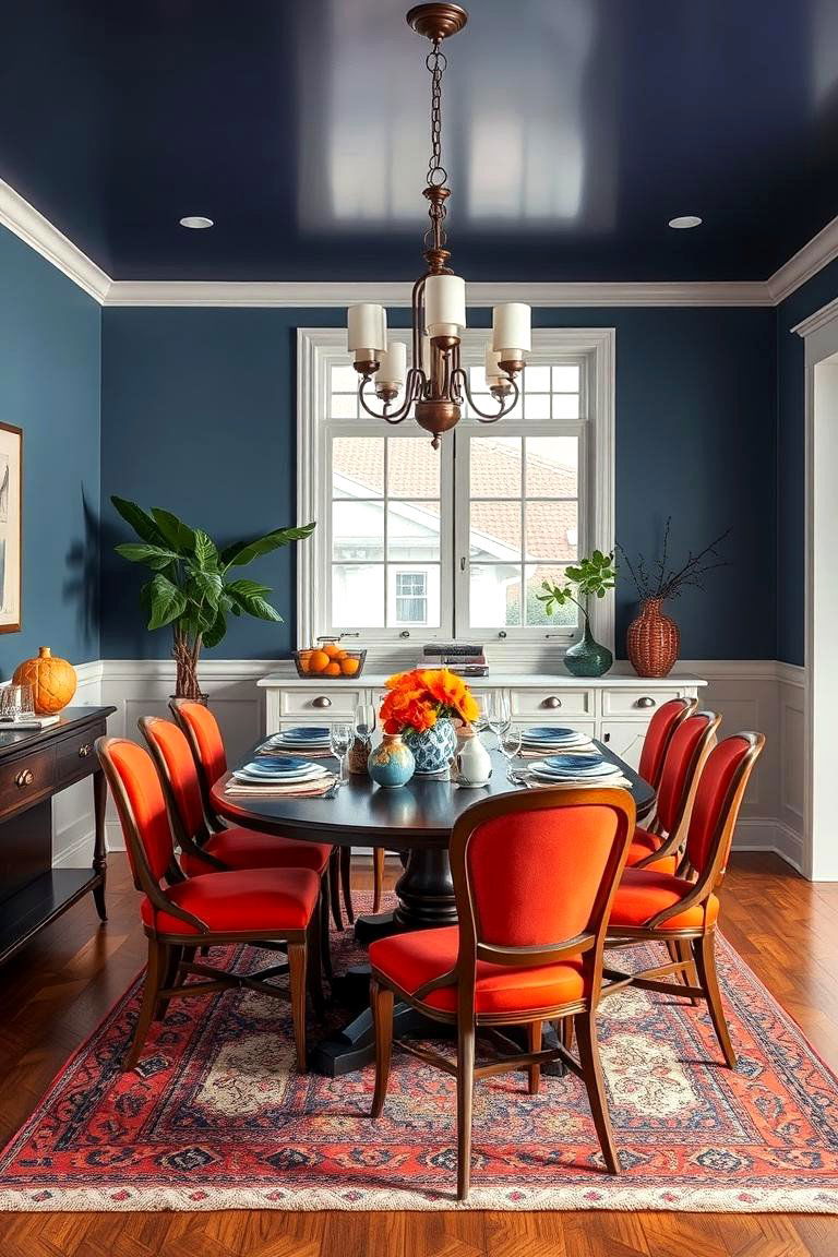 Bold Color Accents - 24 Craftsman Dining Room Ideas
