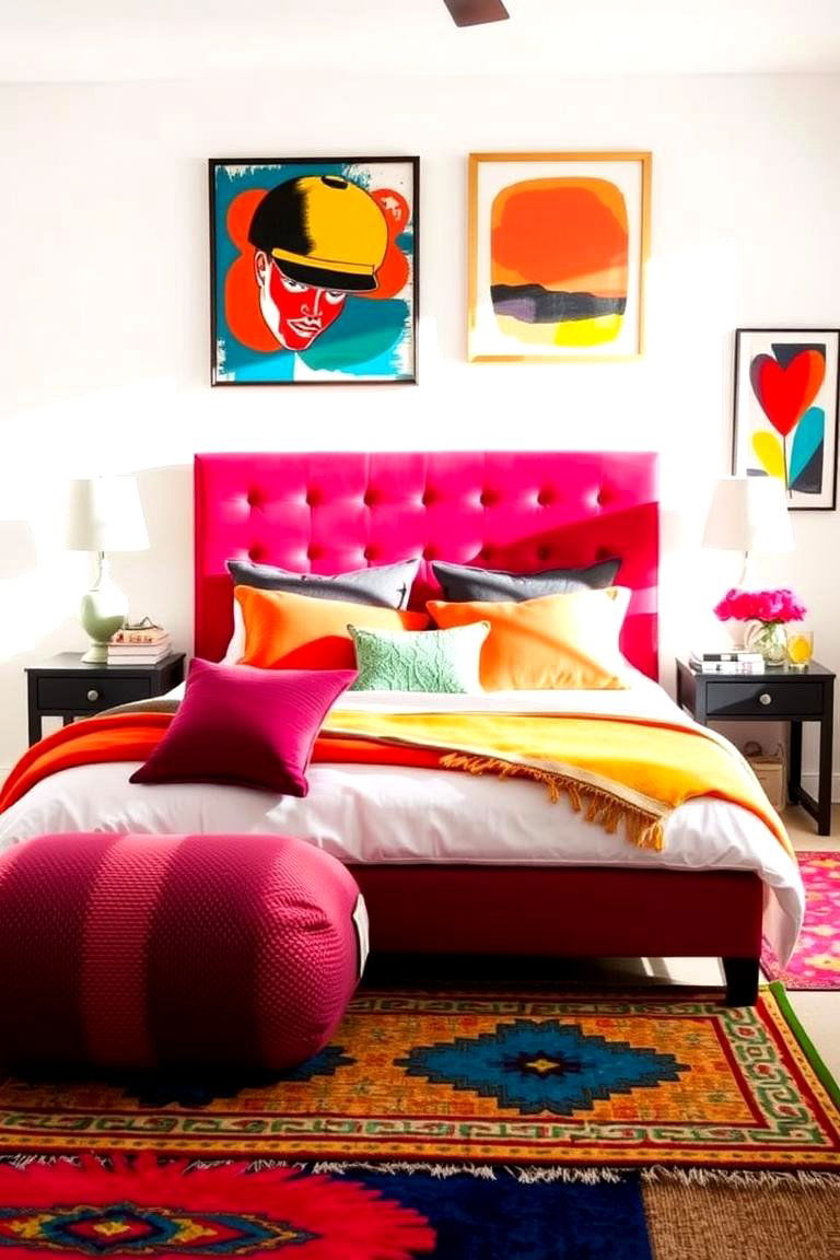 Bold Color Accents - 24 Eclectic Bedroom Ideas