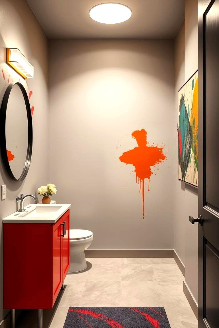Bold Color Accents - 24 Hall Bathroom Ideas