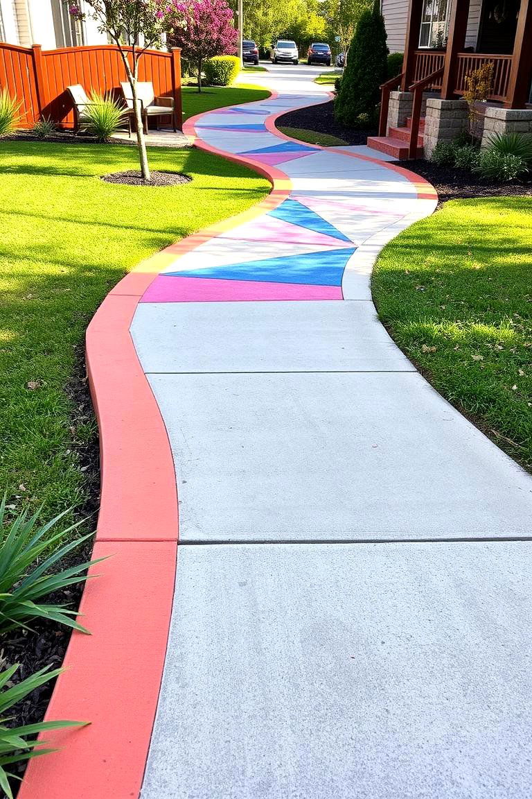 Bold Color Accents - 24 Concrete Paver Walkway Ideas